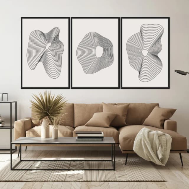 Kit Quadros Decorativos Abstrato Minimalista