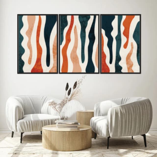 Kit Quadros Decorativos Abstrato Minimalista