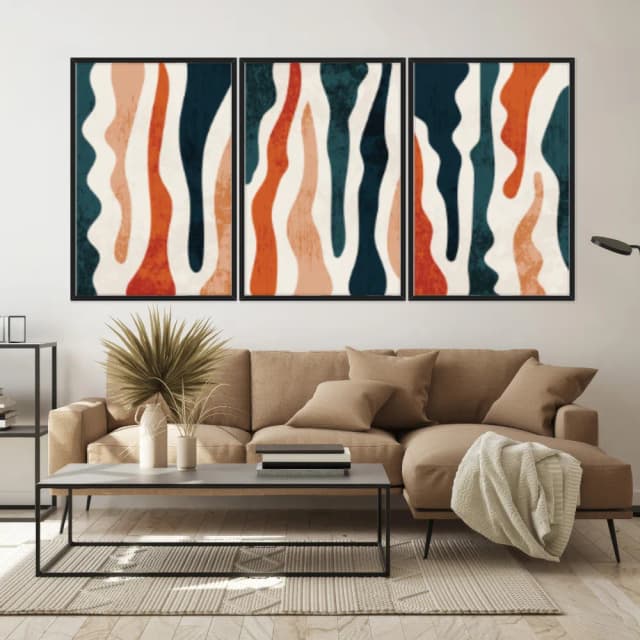 Kit Quadros Decorativos Abstrato Minimalista