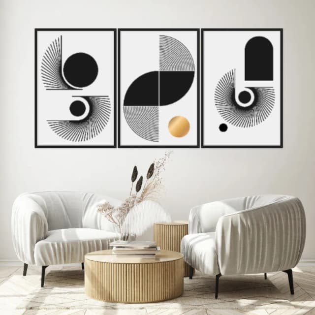 Kit Quadros Decorativos Linhas E Formas