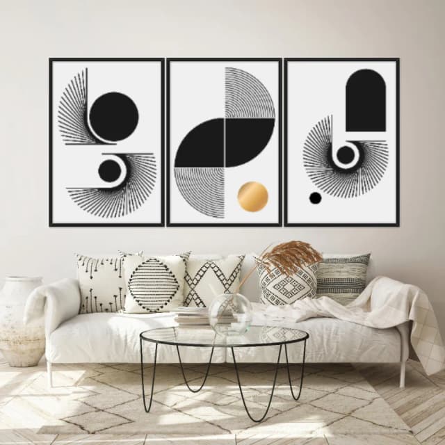 Kit Quadros Decorativos Linhas E Formas