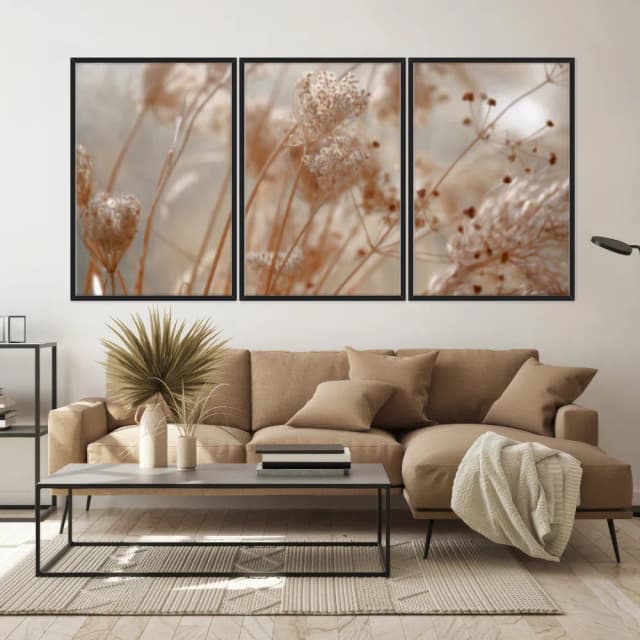 Kit Quadros Decorativos Folhas Secas