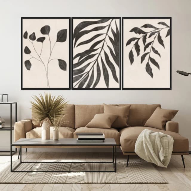 Kit Quadros Decorativos Planta Abstrata