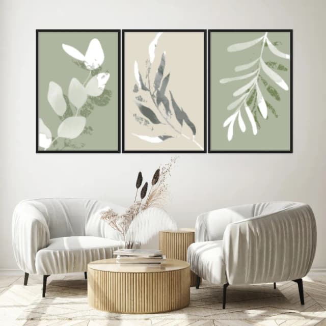 Kit Quadros Decorativos Planta Abstrata