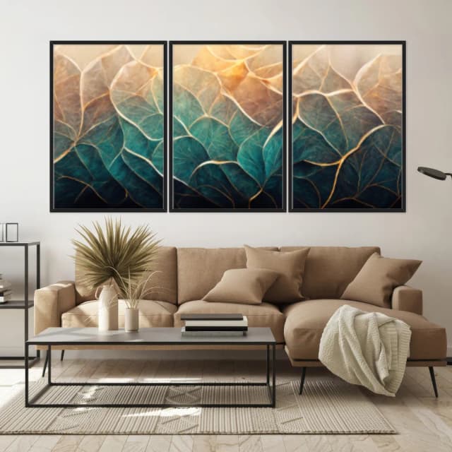 Kit Quadros Decorativos Textura De Folhas