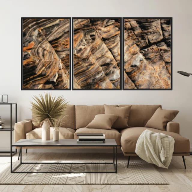 Kit Quadros Decorativos Pedra Marrom