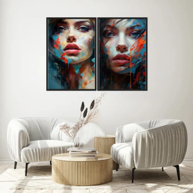 Kit Quadros Decorativos Mulher Abstrata