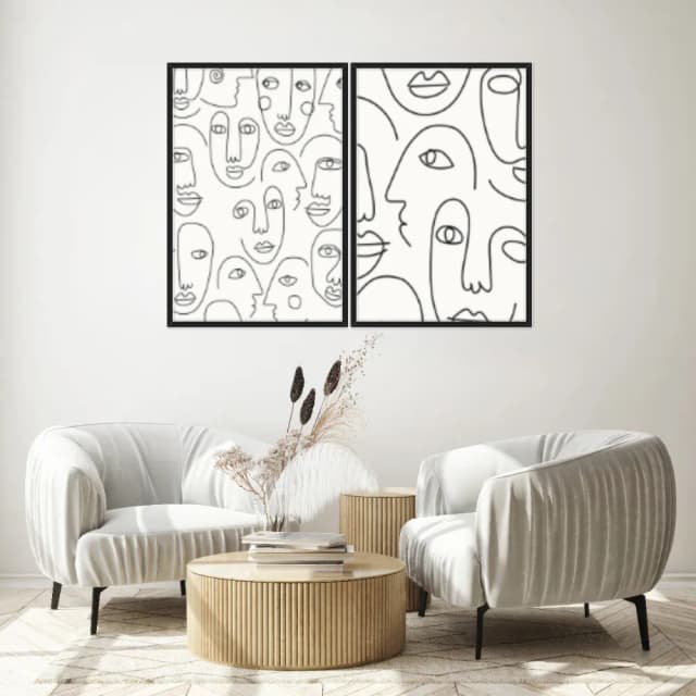 Kit Quadros Decorativos Rosto Minimalista