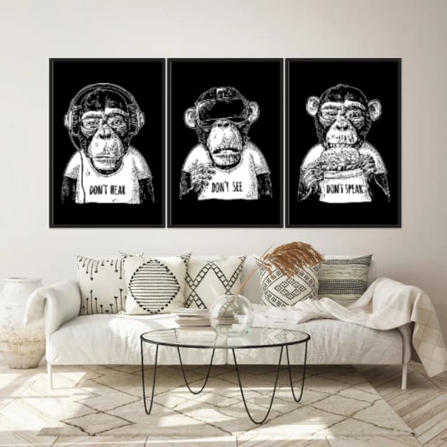 Kit Quadros Decorativos Macaco