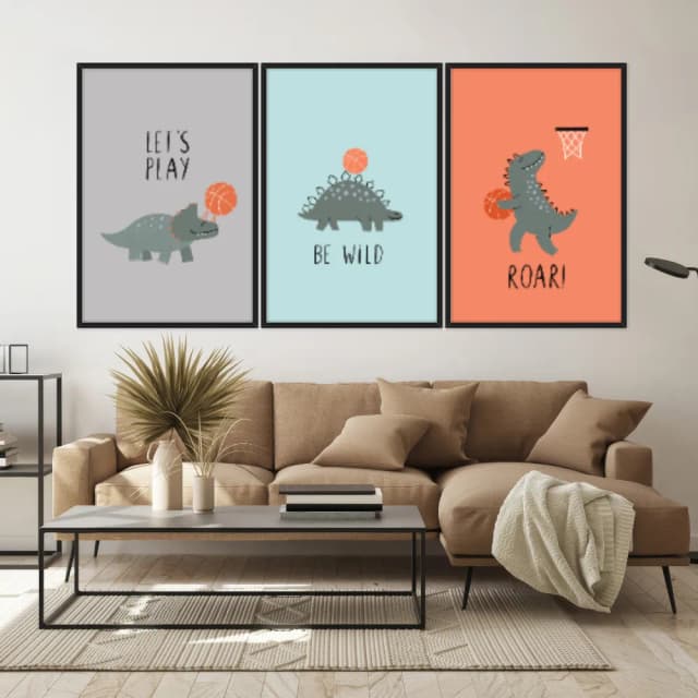 Kit Quadros Decorativos Dinossauro