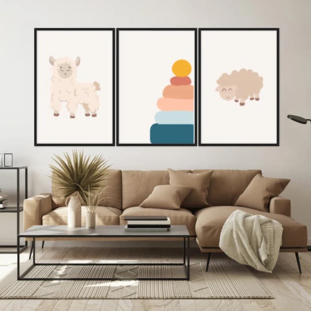 Kit Quadros Decorativos Ovelhas E Peças