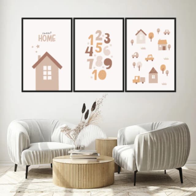 Kit Quadros Decorativos Casinha E Números