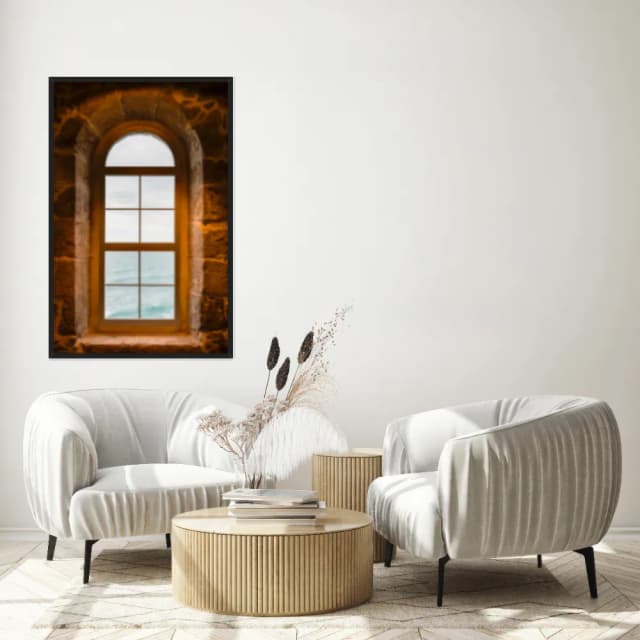 Quadro Decorativo Janela Com Vista Para O Mar