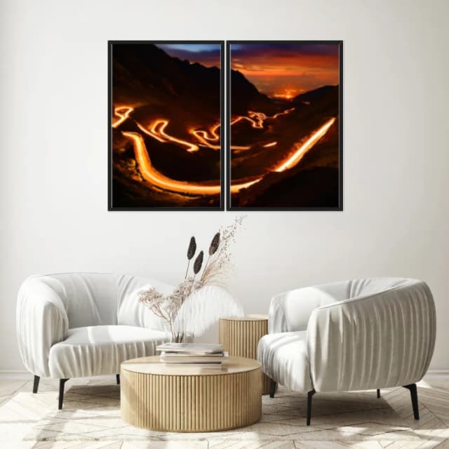 Kit Quadros Decorativos Estrada À Noite