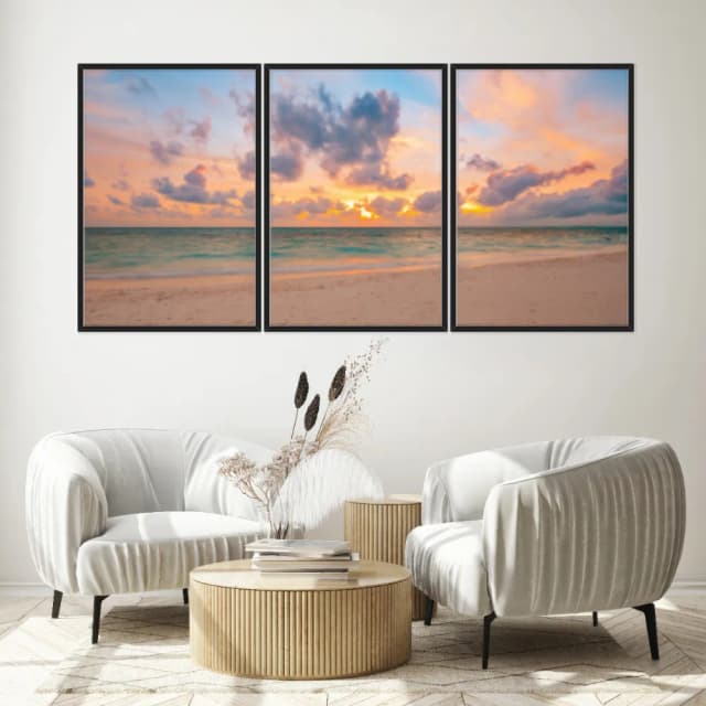 Kit Quadros Decorativos Pôr Do Sol