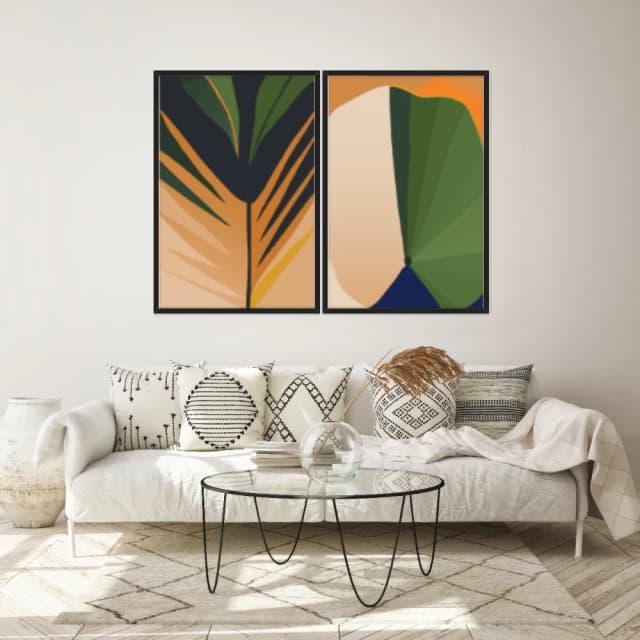 Kit Quadros Decorativos Planta Abstrata