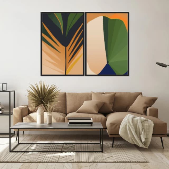 Kit Quadros Decorativos Planta Abstrata
