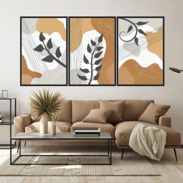 Kit Quadros Decorativos Planta Abstrata