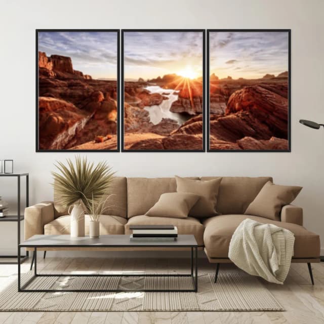 Kit Quadros Decorativos Pôr Do Sol