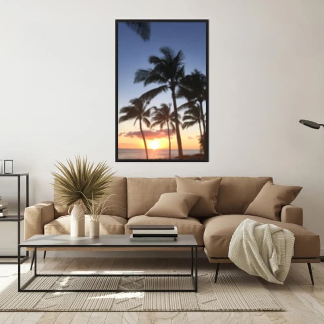 Quadro Decorativo Coqueiro Com Pôr Do Sol