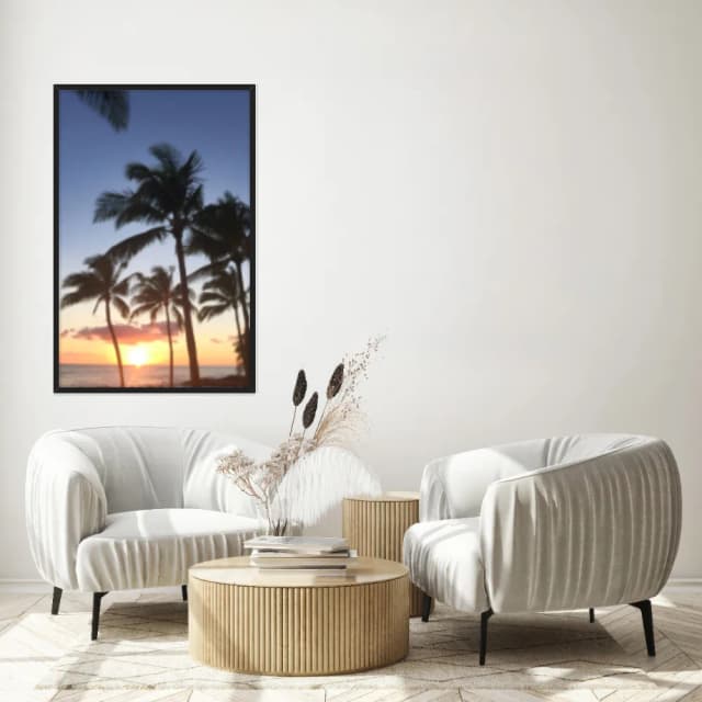 Quadro Decorativo Coqueiro Com Pôr Do Sol