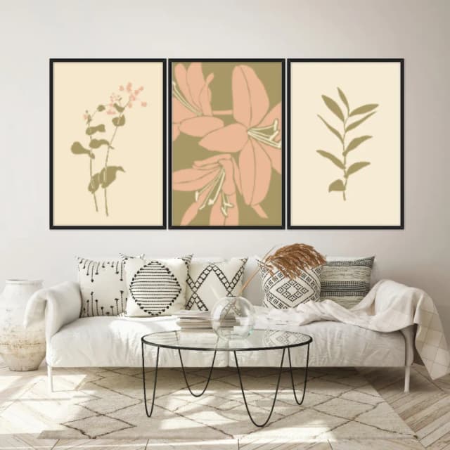 Kit Quadros Decorativos Planta Abstrata