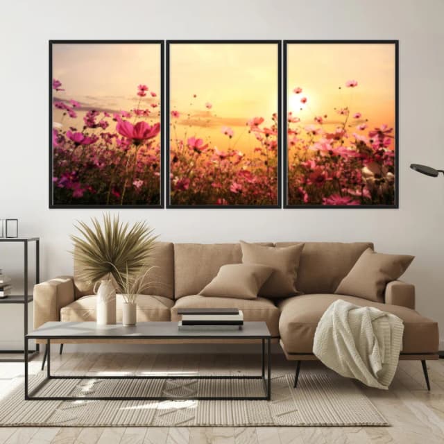 Kit Quadros Decorativos Flor Rosa