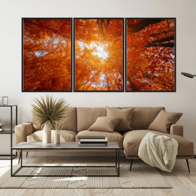 Kit Quadros Decorativos Árvore Laranja