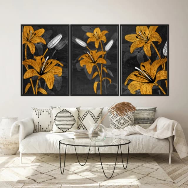 Kit Quadros Decorativos Flora Amarela