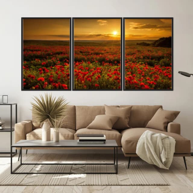 Kit Quadros Decorativos Rosa Vermelha