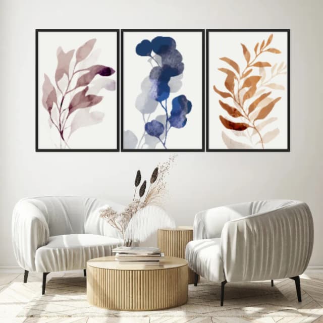 Kit Quadros Decorativos Planta Abstrata