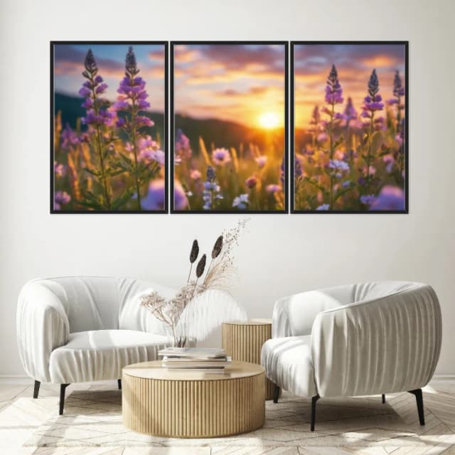 Kit Quadros Decorativos Flor Lilás