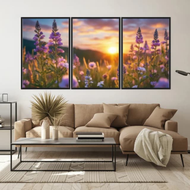 Kit Quadros Decorativos Flor Lilás