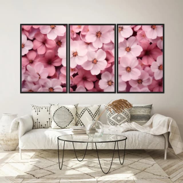 Kit Quadros Decorativos Flor Rosa