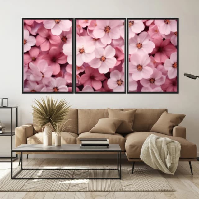 Kit Quadros Decorativos Flor Rosa