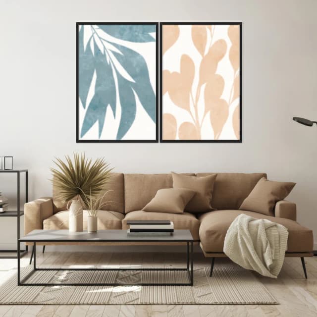 Kit Quadros Decorativos Planta Abstrata