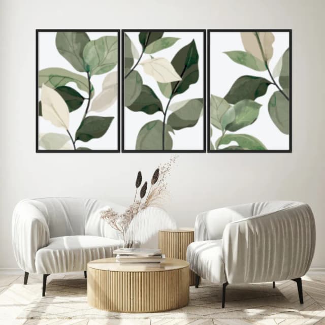 Kit Quadros Decorativos Planta Abstrata