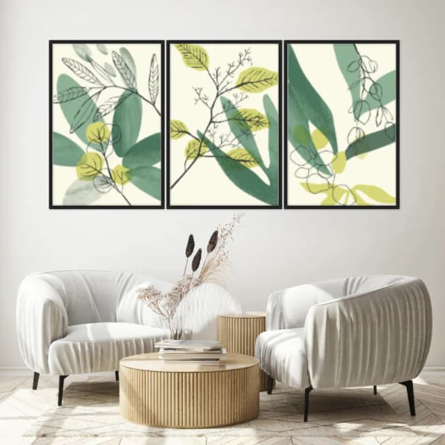 Kit Quadros Decorativos Planta Abstrata