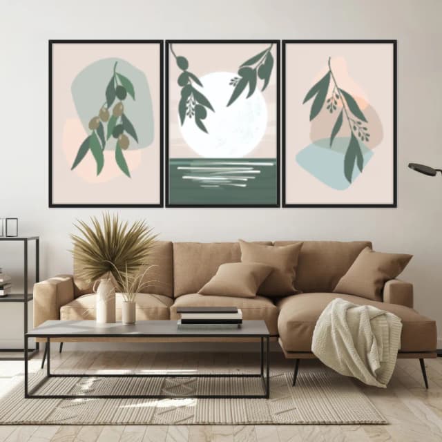 Kit Quadros Decorativos Planta Abstrata