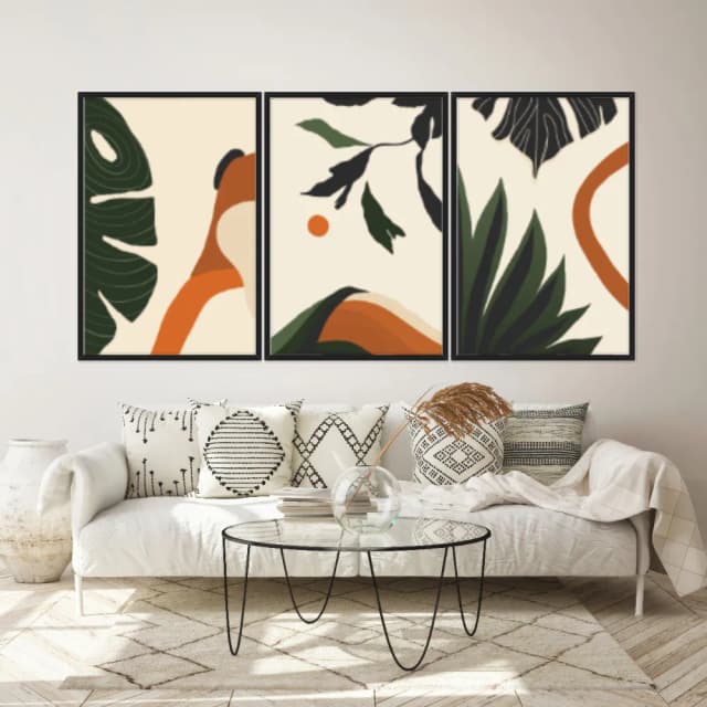 Kit Quadros Decorativos Planta Abstrata