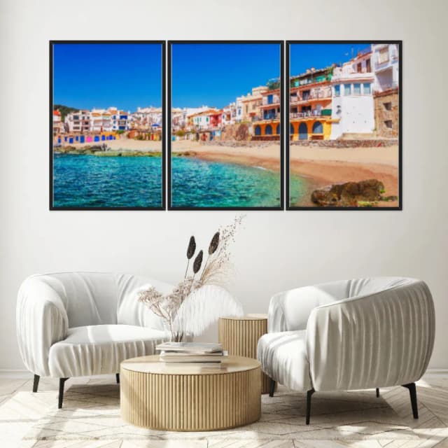 Kit Quadros Decorativos Praia Com Casas