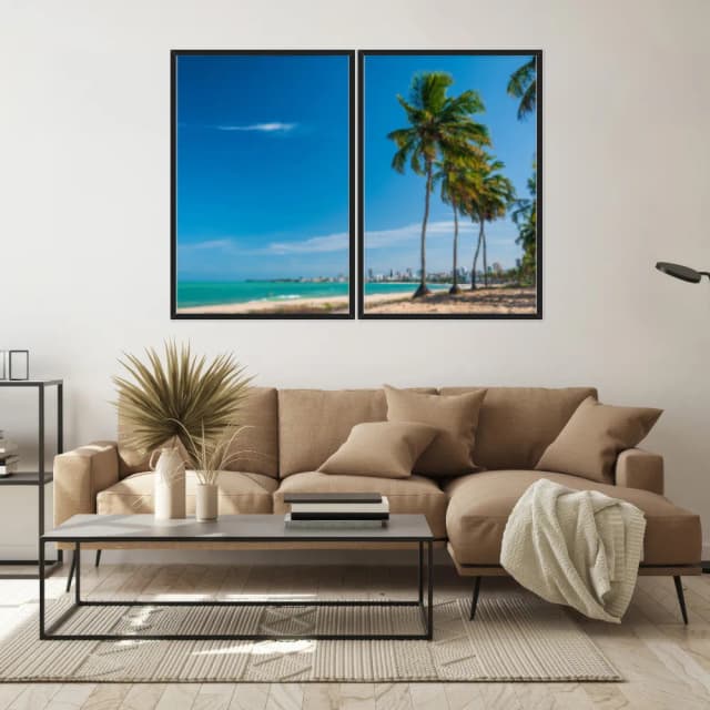 Kit Quadros Decorativos Coqueiro Na Praia