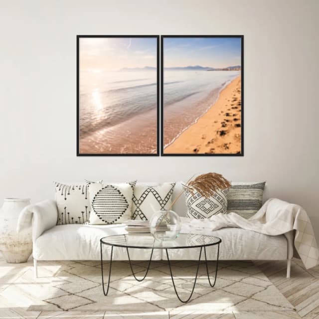 Kit Quadros Decorativos Praia Com Pôr Do Sol