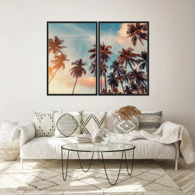 Kit Quadros Decorativos Coqueiro Com Vista Para O Céu