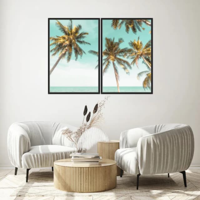 Kit Quadros Decorativos Coqueiro Na Praia
