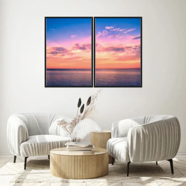 Kit Quadros Decorativos Praia Com Pôr Do Sol