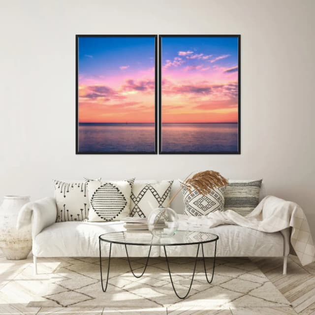 Kit Quadros Decorativos Praia Com Pôr Do Sol