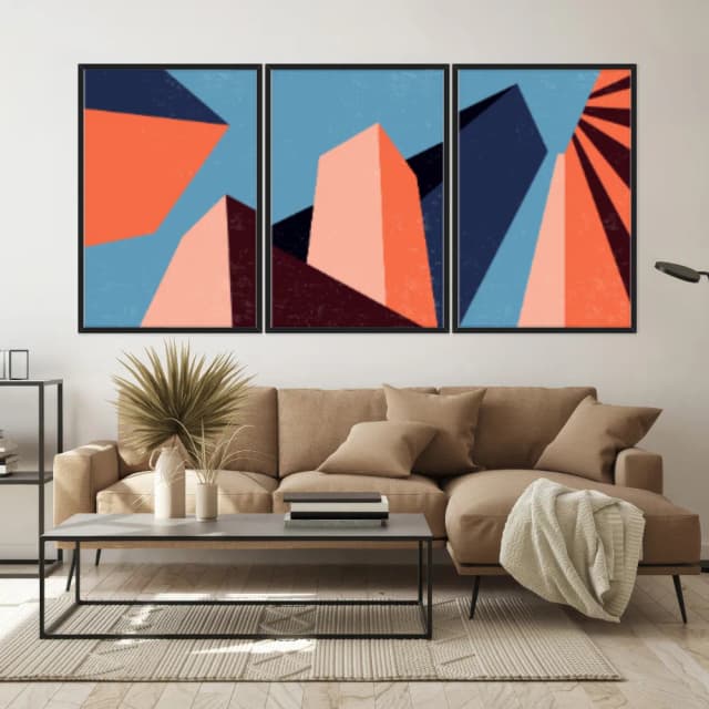 Kit Quadros Decorativos Abstrato Geométrico